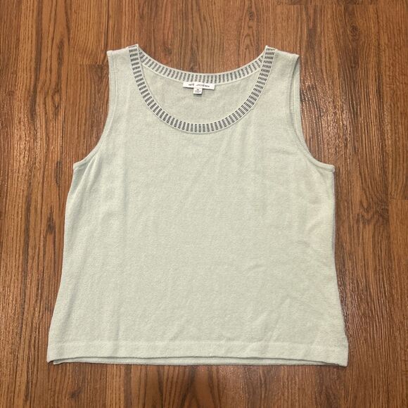 St John Top Womens Medium Mint Green Santana Knit Scoop Neck Sleeveless Tank - Picture 1 of 5